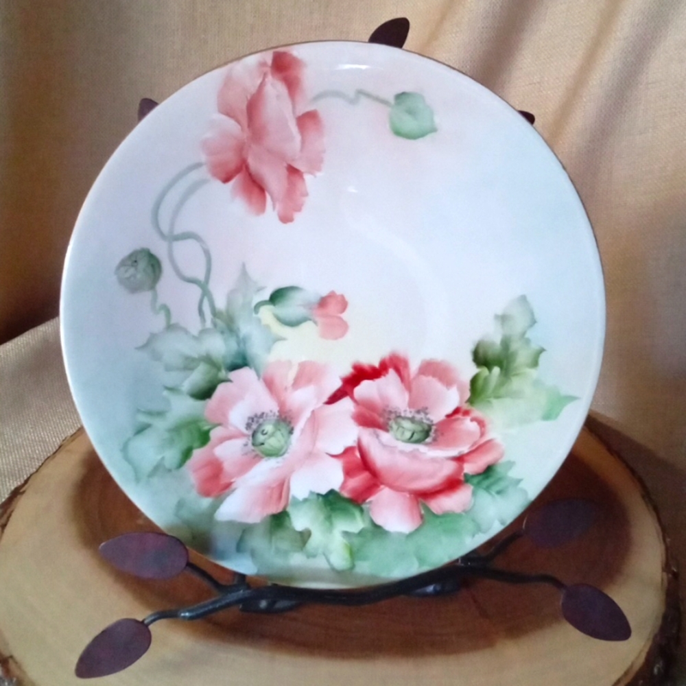 Vintage Jean Pouyat Limoges Pink Rose Plate